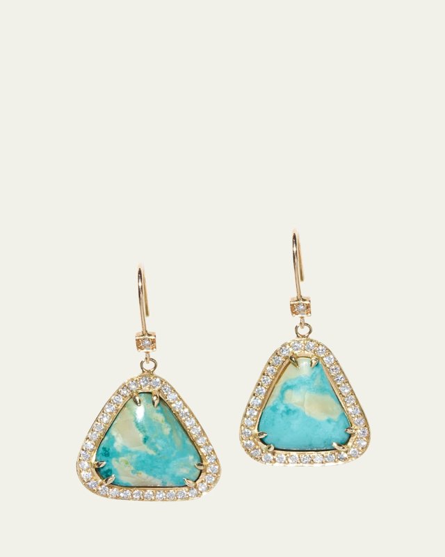 Nevada Mona Lisa Turquoise and Diamond Halo Earrings